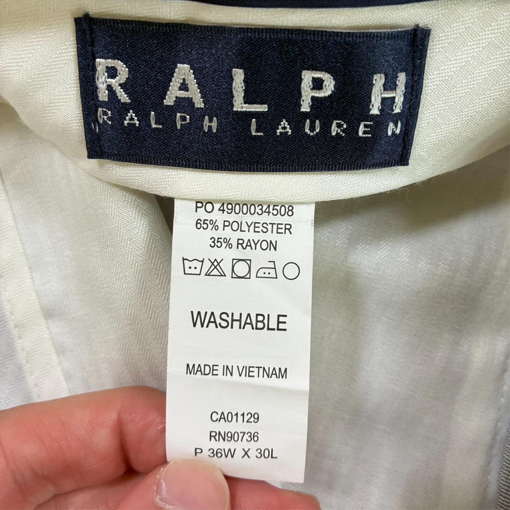 Ralph Lauren Mens Dress Pants Size 36x30 Gray‎ Washable Flat Front Mid Rise - Picture 7 of 8